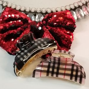COPY - 2 pc plaid Hair Bear Claws Clips New